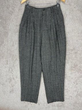 Norman Todd Dress Pants Women’s 28x31 Gray Black Herringbone Relaxed Pleated
